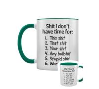 Grindstore Sh*t - Tazza con scritta "I Don't Have Time for Green Neon