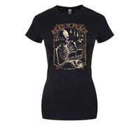 Grindstore T-shirt nera da donna Skeleton Read in Peace, Nero , M