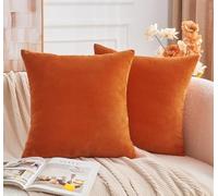 GriNeed, Set di 2 federe per cuscini in velluto, 50,8 x 50,8 cm, colore arancio bruciato, per autunno, per divano e letto, decorazione in stile casa di campagna, cuscini decorativi neutri per
