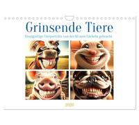 Grinsende Tiere - Tierporträts von der KI zum Lächeln gebracht (Wandkalender 2026 DIN A4 quer), CALVENDO Monatskalender: Freude pur in jedem Tierbild