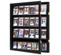 Grintus Espositore per carte da baseball, 24 gradi, per carte sportive, montaggio a parete, con vista trasparente e protezione UV, porta in acrilico, per collezionare carte collezionabili di baseball,