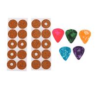 Grip Cork Ultrapiatto Antiscivolo per Chitarra, 20 Pezzi + 5 Plettri 0,71mm - Assorbente di Sudore, Adatto a Plettro Chitarra Plettri Elettrica, Pratico per Musicisti