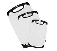 Grip Cutting Boards 3 Pack | Sturdy Plastic Chopping Boards for Fruits & Vegetables | Kitchen Cutting Board Set with Grip - Slip Pads & Handles | Red & Black Color Options (Black)