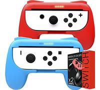 Grip Orzly compatibile con i Joy-Con del Nintendo Switch per un Comfort Extra (CONFEZIONE DOPPIA) - 2 Impugnature Universali (1 ROSSA + 1 AZZURRA) per i Joy-Con del Nintendo Switch
