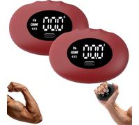 Grip Strength Tester Football, Portable Rechargeable Grip Strength Tester with Smart Digital Display Silicone Hand Trainer & Stress Ball (Red * 2)