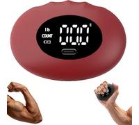 Grip Strength Tester Football, Portable Rechargeable Grip Strength Tester with Smart Digital Display Silicone Hand Trainer & Stress Ball (Red)
