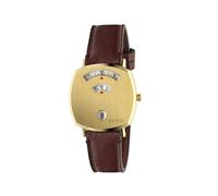 Grip Yellow gold PVD case, 3 windows indicating hour, minute & date, bordeaux leather strap YA157405 One Size