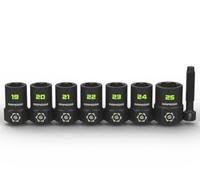 GRIPEDGE Tools | 7 pezzi - 1/2'' Drive Metric RPT Socket Extractor Set | Dimensioni 19 - 25 mm | Rimuove borchie rotte, bulloni spogliati e dadi | Include contenitore in schiuma EVA di alta qualità |