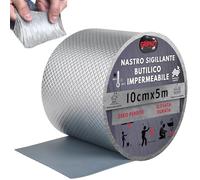 Gripko Nastro Sigillante Impermeabile Butilico 10cmx5M - Nastro Butilico in Alluminio per Riparazione di Perdite, Grietas, Tetti - Nastro per Tubi, Grondaie, Resistente e Durevole