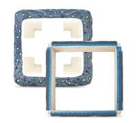 Gripper Strip Frame con coperchio e 4 angoli in schiuma anti-collisione,copertura in flanella per telai tufting,cerchio embroidery with needles,Punch Needle Rug Hooking Frame,25 x 25 cm (Blau)