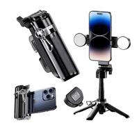 GripPic Mini treppiede per selfie per iPhone, estensione regolabile in altezza a 6 sezioni (12-42 cm), telecomando da 10 metri con un clic, adatto per viaggi, live streaming, scene multiple all'aperto