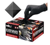 GRIPXX Guanti in nitrile nero da 8 mm - molto resistenti, texture diamantata in rilievo 3D - Senza lattice e polvere - industriali, meccanici, servizio alimentare - Guanti monouso per attività