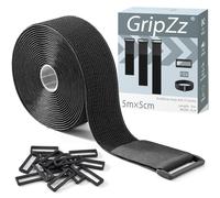 GripZz Cinghia Resistenti Fascette Cavi Cinghie di fissaggio Gancio e Cappio 5 M x 5 CM con 15 Fibbie, Regolabili, Tagliabili a Misura, Riutilizzabili per Fissare Cavi, Tubazioni, Tubi e Molto Altro