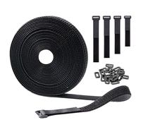 GripZz Fascette Fermacavi 5m x 2cm con 25 Fibbie, fascette cavi riutilizzabili, fascette con strappo Nero Cinghie e Nastro Adesivo a Strappo per Organizzare Cavi, Zaino, Tubi Flessibili