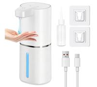 GRIRDDIV Dispenser Sapone Automatico, 380 ml Dispenser Sapone Bagno con Sensore di Movimento Infrarossi, 4 velocità, da parete, ricaricabile tramite USB, IPX5 per Bagni, Cucine, Scuole