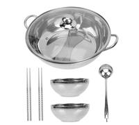 GRIRIW 1 set Pentola Divisoria Acciaio Inossidabile per Hot Pot Include Ciotole Cucchiaio Bacchette per Cene Compagnia e Diverse Gusti