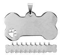 GRIRIW 10 Etichette Identificative per Cani e Gatti Forma di Ossa in Metallo Inossidabile, Resistenti e Stabili, Ciondolo per Collare Animali Domestici