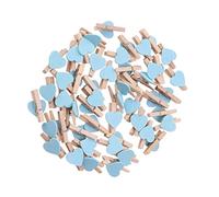 GRIRIW 100pezzi Clip Decorativi Legno Forma di Cuore Blu per Foto Messaggi e Feste per Decorazioni Casa e Progetti Creativi