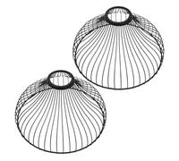 GRIRIW 2 Pezzi Paralume a Gabbia in Ferro Nero per Lampada a Sospensione | Motivo Traforato Geometrico, Installazione Semplice, Luce D’ambiente, per Angolo Caffè