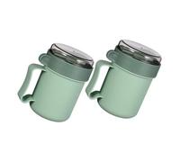 GRIRIW 2 Pezzi tazza ciotole da minestra con cucchiai zuppa tazza latte per la colazione Contenitori per il pranzo ciotola d'avena per Verde