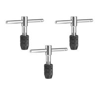 GRIRIW 3 Pezzi Giramaschi a Cricchetto in Acciaio, T-handle Tap Wrench | Maniglia Rubinetto, Giramaschi Regolabili, Barra Cricchetto, Maschi per Filettatura
