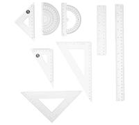 GRIRIW 8 Pezzi Set Geometria Scuola Media Trasparente in Plastica Righello | Insegnanti e Studenti, per Carta e Quaderni, Squadre e Goniometro, Facile da Riporre