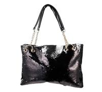 GRIRIW Borsa a Mano Nera Grande Capienza Paillettes Reversibili | Tracolla a Catena e Cinghie in Pu, Uso Spalla o Mano, per Viaggio e Campeggioll'aperto