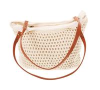 GRIRIW Borsa Tote Estiva in Cotone Bianco con Zip, Stile Chic e Design Svuotato, Perfetta per Vacanze al Mare