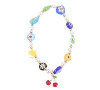 GRIRIW Braccialetto Perle e Charm Ciliegia senza Chiusura Facile da Indossare in Lega Design Minimalista Accessorio Chic per Regalo per Ragazze