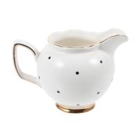 GRIRIW Brocca per Panna in Ceramica Bordo Dorato Stile Europeo, Lattiera Multiuso per Latte e Sciroppo, Forniture per Bar e Uso Domestico, Design Decorativo per Servizio Caffè e Feste