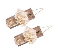 GRIRIW Candeliere Sospeso in Legno e Vetro, Lampada da Parete Decorativa retrò Porta Candele da Muro, Elemento Ornamentale Natalizio Compatto per Decorazione Soggiorno e Matrimonio