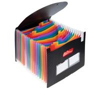 GRIRIW Cartella Portadocumenti Soffietto Nero in Plastica Portatile per Studenti, Organizzatore di File A4 per Ufficio e Scuola