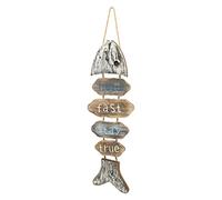 GRIRIW Cartello di Benvenuto da Appendere alla Porta in Legno Design A Forma di Pesce Stile Mediterraneo Decorazione per La Casa Cartello Unico