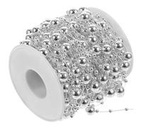 GRIRIW Catena di Perline Effetto Perla Argento in Plastica e Resina, Leggera Superficie Lucida, 1 Rotolo per Creazioni Artigianali e Decorazioni Natalizie Colore Casuale