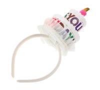 GRIRIW Cerchietto Compleanno Bambina Design Creativo con Torta Bianco e Rosa Accessorio Capelli Morbido e Resistente per Festa Decorazione Fotografica e Doccia