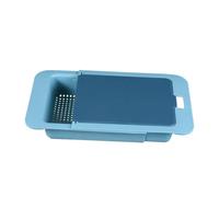 GRIRIW Cestello Scolapasta Retrattile per Cucina con Tagliere, Cestino Drenante in Pp per Verdure e Alimenti, Design Salvaspazio per Lavello Cucina