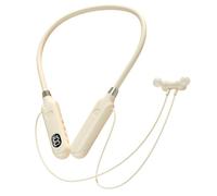 GRIRIW Cuffie Wireless Neckband Auricolari con Archetto da Collo Beige Audio Nitido con Bass Profondo Design Ergonomico per Sport Viaggi e Uso Quotidiano Resistente e Confortevole