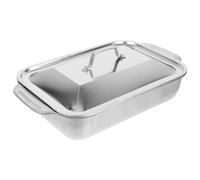 GRIRIW Deep Roasting Pan Acciaio Inossidabile con Coperchio Vassoio Profondo per Arrostire Pesce e Crostacei Versatile e Leggero per Cucine Professionali e Domestiche