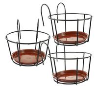 GRIRIW Porta Vaso Rosso nel Balcone da Appendere in Ferro 3 Set Robusto | Supporto Piante Balcone, Vaso da Appendere, Struttura in Ferro, per Soggiorno e Casa