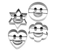 GRIRIW Tagliabiscotti in Acciaio Inossidabile 4 Pezzi, Stampi Per Biscotti Carini a Forma Di Smile, Forniture Per La Cottura Fai Da Te Domestica e Professionale