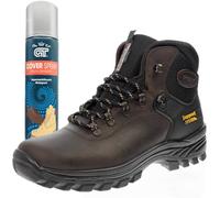 Grisport scarponcini trekking montagna unisex pelle impermeabili Gritex e support system 24201 e spray protettivo (marrone e spray, Sistema Taglie Calzature EU, Adulto, Numero, Media, 46)