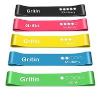 Gritin Elastici Fitness, [Set di 5] Banda Elastica Fasce Elastiche di Resistenza di Lattice con Istruzioni per l'esercizio in Italiano e Borsa per Il Trasporto per Crossfit, Yoga, Pilates