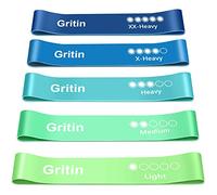 Gritin Elastici Fitness, Set di Fasce Bande Elastiche Fitness con 5 Diversi Livelli di Resistenza con Borse Portaoggetti, Elastici Palestra per Crossfit, Yoga, Pilates
