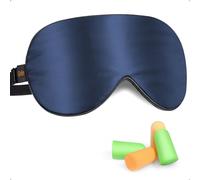 Gritin Mascherina per Dormire, Mascherina per Occhi in Seta Naturale Pura Bloccare la Luci per Donna e Uomo con Tappi per Orecchie e Cinghia Comoda Orientabile