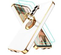 Gritup Custodia per Samsung Galaxy A26, con 2 protezioni per schermo HD e anello integrato, in silicone TPU, galvanica, antiurto, per A 2 6 5G, colore bianco