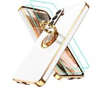 Gritup Custodia per Samsung Galaxy A36, con 2 protezioni per schermo HD e anello integrato, in silicone TPU, galvanica, antiurto, per A 3, 6, 5G, colore bianco