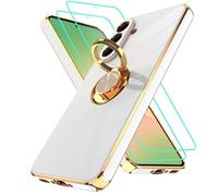 Gritup Custodia per Samsung Galaxy A56, con 2 protezioni per schermo HD e anello integrato, in silicone TPU, galvanica, antiurto, per A 5, 6, 5G, colore bianco