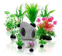 Griwuut Accessori per Acquario Piante per Acquario, 10 pezzi Piante Artificiali in Plastica Decorazioni per Acquario e Set Decorativo Roccia Grotta, Decorazioni Acquario per Acquari