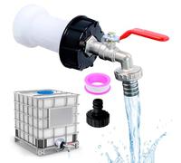 Griwuut Raccordi per serbatoio IBC in ottone a tenuta stagna, adattatore e valvola per serbatoio IBC da 3/4 di pollice per serbatoio d'acqua S60x6 Connettore per tubo da giardino 1000L Sostituire le