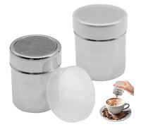 Griwuut - Saliera per farina e zucchero, 8 x 6 cm, in acciaio inox, con coperchio, spolverino a maglia fine per lavori in cucina, zucchero a velo, cacao e decorazioni da forno